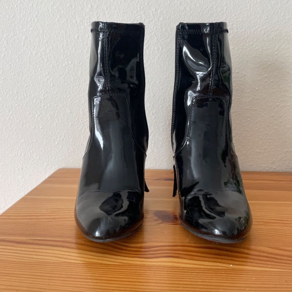 Black Patent Ankle Heel Boots - Picture 2 of 7